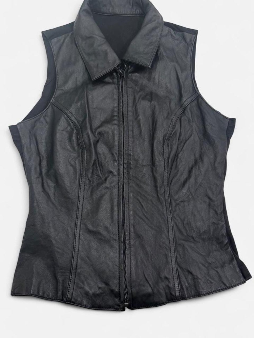Wilsons Leather Black Sleeveless Zip-Front Leather Vest
